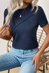 Modern Asymmetric Panel Geometric Seamed Short Sleeve Top